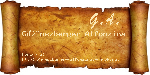 Günszberger Alfonzina névjegykártya